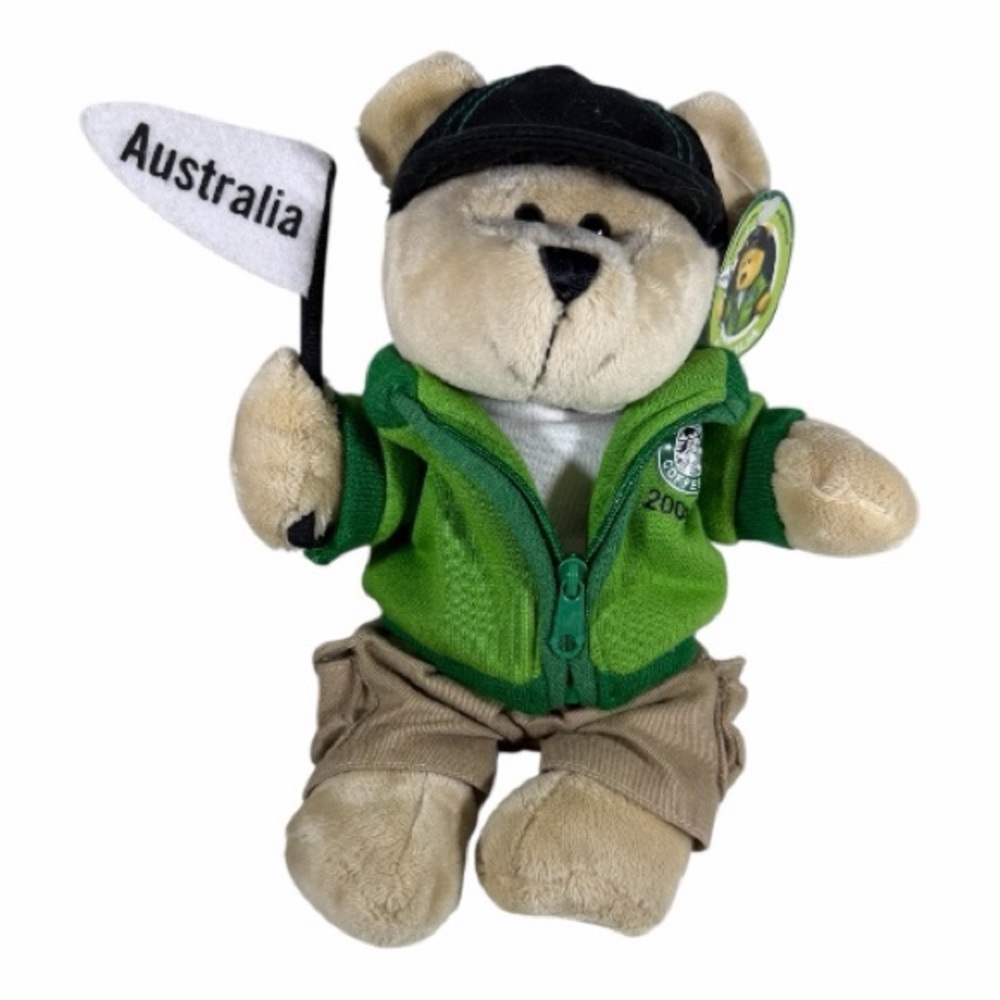 Starbucks 2008 Plush Australia Destination Bearista Bear with Flag 2nd Edition
